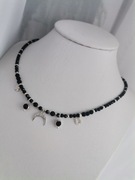 Naszyjnik choker regulacja kamienie turmalin lunula podkowa koniczynka regu