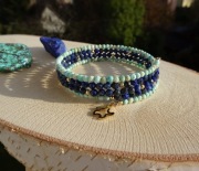 Bransoletka autorska Lapis lazuli Turkus kamienie naturalne Rękodzieło