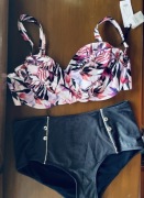 Change 38F 85F + L 12/40 bikini W kwiaty liście liliowe Wyszczuplające