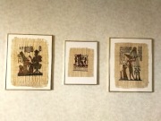 Tryptyk egipski papirusy w złoconej antyramie komplet