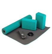 Zestaw do jogi Bodhi Yoga Set Flow: mata, klocki, pasek - turkusowy