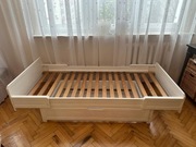 Sosnowe białe łóżko dziecięce z drewna sosnowego z szufladą