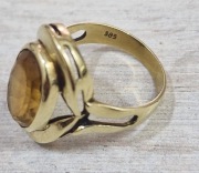 Złoty pierścionek pr 585 z cytrynem!Vintage