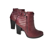 Botki damskie bordowe na obcasie ekoskóra 39 używane elegant