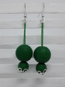 Kolczyki Arbuzowe kule, drewno malowane, lekkie, zielone, Handmade