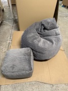 Bean bag pufa szara + podnóżek