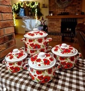 Garnki emaliowane piękne wzory 