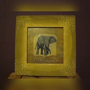 obrazek, ramka vintage knor słoń 28,5x28x5