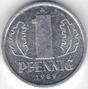 Niemcy NRD DDR 1 pfennig 1989 - nr 1