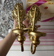 Świecznik ścienny wiszący antyczny złoty