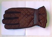 Męskie rękawiczki na zimę - pikowane, ocieplane futerkiem.