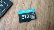 Karta pamięci microSDXC ADATA 512GB A2 + przejściówka na SD od Kingston