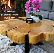 Stolik kawowy 103x90cm  PIĘKNY LIVE EDGE plaster drewna  loft WYSYŁKA 