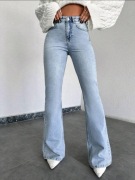 Jasne jeansy dzwony Eurmuse z wysokim stanem Slim fit flare  Różne rozmiary