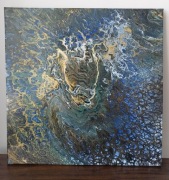 Obraz Hand-made Pouring "Koń w galopie" 50x50 cm Złoto/Niebieski/Granat