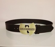 Czarny męski skórzany pasek Wu-Tang 