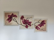 Olej na płótnie tryptyk magnolie 