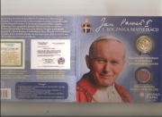 Papież Jan Paweł II,numizmat także z ziemią z Ziemi Swiętej