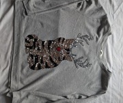 Świąteczny sweter/ bluza z zabawnym wzorem z cekinami i koralikami 