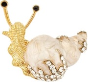 Broszka Ślimak Złoty Perłowy Cyrkonie Przypinka Pin Kryształki Prezent Gift