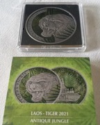 Srebrna Moneta Laos Panthera Tigris 2021, 1 oz uncja KOLOR