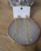 Kolczyki damskie złote długie z perełkami 