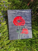 Obraz polne maki ręcznie malowane czerwone akryl 