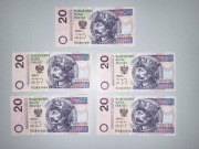 Banknot Bolesław Chrobry 20 zł stan UNC z 1994 roku seria zastępcza YE
