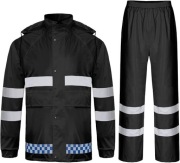 Męski Komplet przeciwdeszczowy Czerny Ostrzegawczy Wodoodporny M