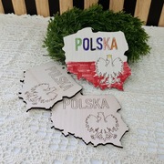 Polska wycięta z drewna do kolorowania przedszkole 