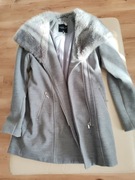 Płaszcz damski szary z kołnierzem 