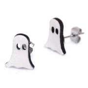 Kolczyki biżuteria z drewna Duch Halloween Sztyft