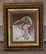 Piękna Ikona OBRAZ  Holenderski JEZUS CHRYSTUS modlący się do Boga Ojca.XXw