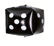 Balon foliowy kostka do gry planszowe czarna kości kasyno urodziny 30x30 cm