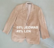 Marynarka jedwab i len, kremowa, beżowa, Mark&Spencer Collezione, r 52