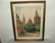 Leobschutz o/s - Głubczyce akwarela sygnowana