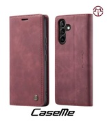 Etui Samsung Galaxy A34 5G, CaseMe, bordowe, ze skórki, z klapką na magnes