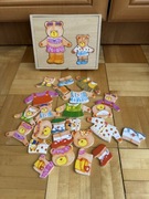 Puzzle drewniane układanka misie dopasowywanie ubrań gra zręcznościowa