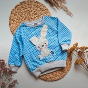 Bluza Koteko 86 bawełniana długi rękaw niebieska z króliczkiem