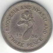 Rodezja i Niasa 3 pence pensy 1956 - 16,3 mm