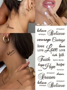 TATUAŻ TYMCZASOWY JEDNORAZOWY CZARNE NAPISY LOVE I INNE ARKUSZ 990325