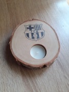 Fc Barcelona świecznik drewniany. 