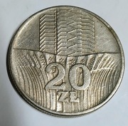 Moneta 20 zł Wieżowiec i kłosy 1976 rok . Nie czyszczona.