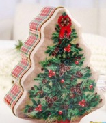 Metalowe Pudełko Na Cukierki Ciasteczka świąteczne ,Choinka Z Pokrywką,