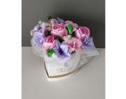 Flowerbox Serce Podziękowanie Bukiet Ręcznie Wykonany ze wstążki Dekoracja 