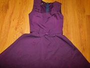 Sukienka asymetryczna, wizytowa śliwkowa SE&en r.M