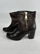 Jenny Fairy botki damskie ciemnobrązowe na słupku 7 cm rozmiar 37 buty