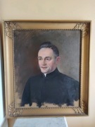 Portret młodego Księdza olej na płótnie sygnowany Ludwik Grabowski 1959