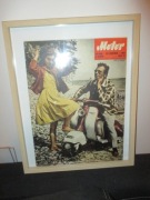 OBRAZ MOTOCYKL VESPA OSA GAZETA ORGINAŁ 1960 LOFTT VINTAGE 