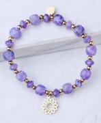 Bransoletka z rozetą Vezzi, kamień naturalny, fioletowa, NOWA